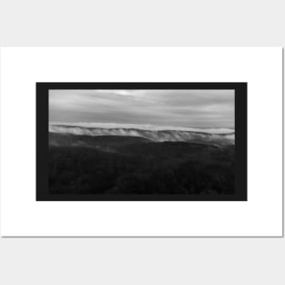 Black and White Fog over the Hills Posters and Art